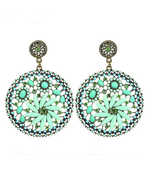 Green Round earrings