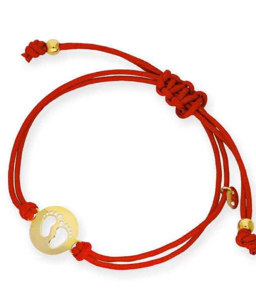 AMJ-298_9nm_Gild_Baby_Feet_Outline_Red_Cord_Adjustable_Bracelet