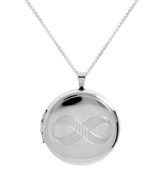 DCY-041-4DC_Sterling_Silver_Infinity_Round_Locket_on_Chain