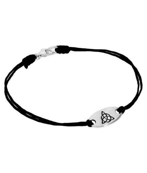 GPL-007_Sterling_Silver_Black_Cord_7_5_Inch_Celtic_Triquetra_Bracelet