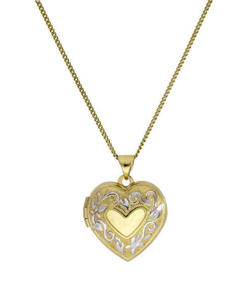HJ-135-3DC_9nm_Gild_4_Photo_Heart_Family_Locket_w_White_Gild_Design_on_Chain_16_20_Inches