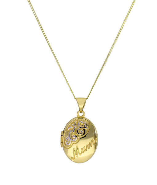 HJ-136-2DC_9nm_Gild_Oval_Mum_Locket_with_White_Gild_Design_on_Chain_16_18_Inches