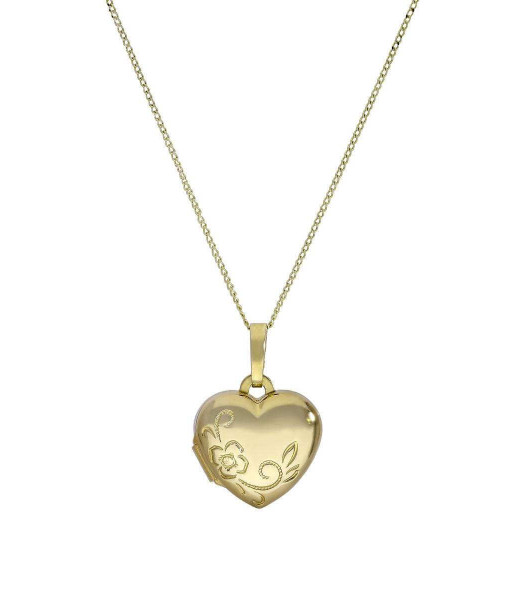 LBC-005-1DC_Small_9nm_Gild_Engravable_Heart_Locket_with_Floral_Design_on_Chain_16_20_Inches