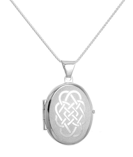 PGD-479-0615_Matt_Sterling_Silver_Oval_Locket_with_Celtic_Knot_Design_on_Chain