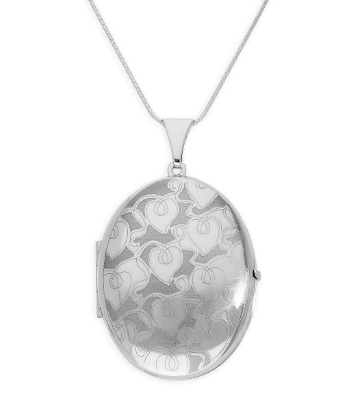 PGD-497-0659_Large_Matt_Sterling_Silver_Engravable_Hearts_Vines_Oval_Locket_14_22_Inches