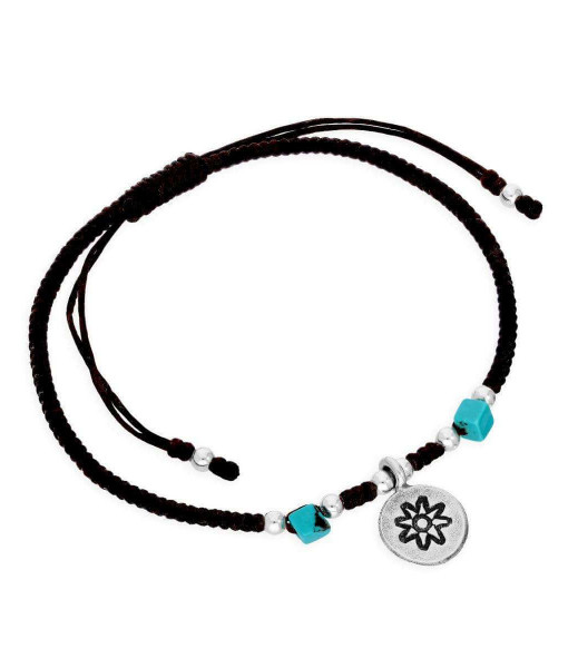 PSJ-722_Sterling_Silver_Black_Cord_Flower_Bead_Bracelet
