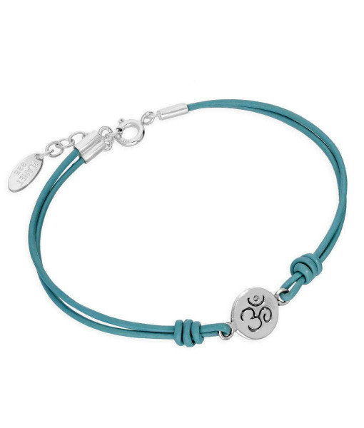 PSJ-724_Sterling_Silver_Turquoise_Cord_Hindu_Om_Symbol_7_Inch_Bracelet