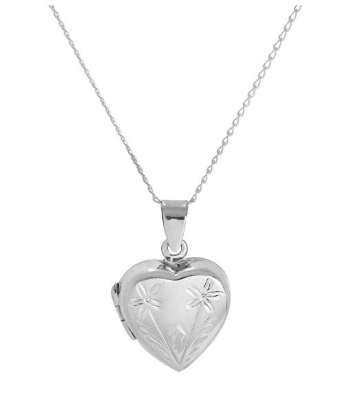 WRC-028-1510_Sterling_Silver_Two_Flowers_Heart_Locket_on_Chain_14_32_Inches